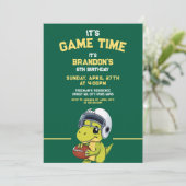 Schattigee Groene & Gele Football Dinosaurusverjaa Kaart (Staand voorkant)