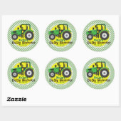 Schattigee groene & gele trekker; geruite Baby sho Ronde Sticker (Vel)