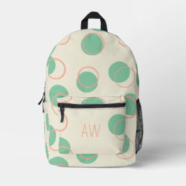 Schattigee Groene Geometrische Cirkels Monogram In Bedrukte Rugzak