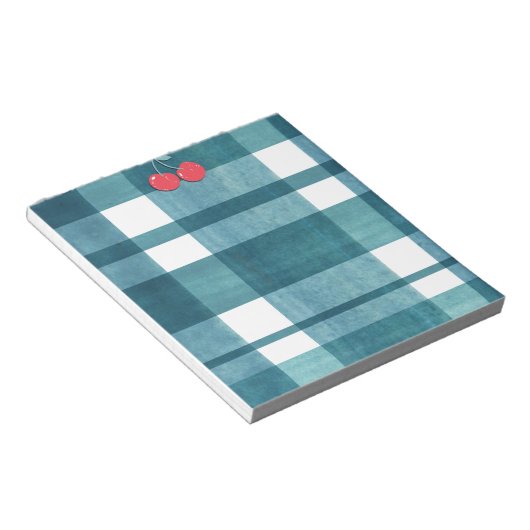 Schattigee groene gingham notitieblok (Schuin)