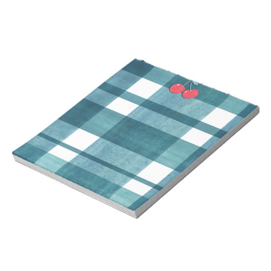 Schattigee groene gingham notitieblok (Linkerzijde)