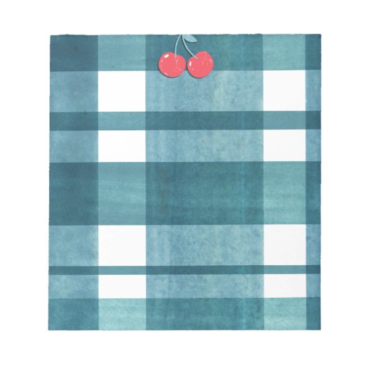 Schattigee groene gingham notitieblok (Voorkant)