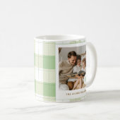 Schattigee Groene Gingham Plaid Custom Family Foto Koffiemok (Voorkant rechts)