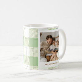 Schattigee Groene Gingham Plaid Custom Family Foto Koffiemok