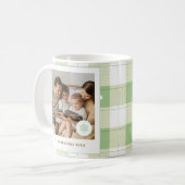Schattigee Groene Gingham Plaid Custom Family Foto Koffiemok (Voorkant links)