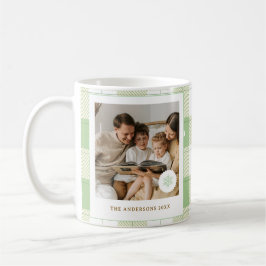Schattigee Groene Gingham Plaid Custom Family Foto Koffiemok