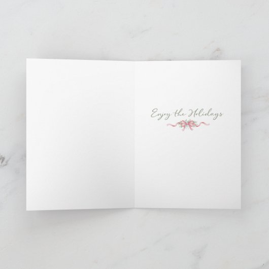 Schattigee Groene Gingham Plaid Preppy Foto Feestdagen Kaart (Binnen)