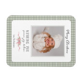 Schattigee Groene Gingham Plaid Preppy Foto Magneet (Horizontaal)