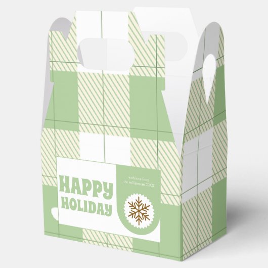 Schattigee Groene Gingham Plaid Vakantie Bedankdoosjes (Geopend)