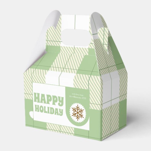 Schattigee Groene Gingham Plaid Vakantie Bedankdoosjes (Voorkant Zijde)