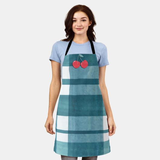 Schattigee groene gingham schort (Gedragen)