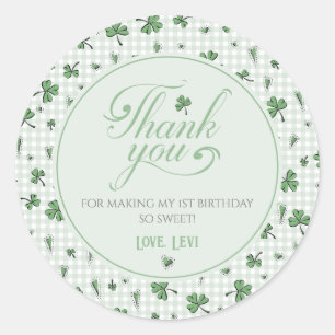 Schattigee Groene Gingham Shamrock Dank u Ronde Sticker