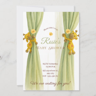Schattigee groene Giraffe baby shower Kaart