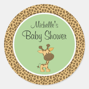 Schattigee Groene Giraffe Genderneutraal Baby show Ronde Sticker