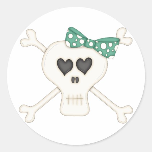 Schattigee groene Gothic Crossbones Ronde Sticker (Voorkant)