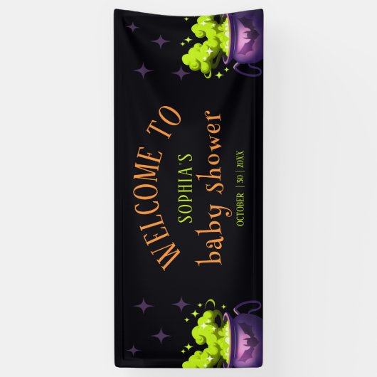 Schattigee groene Halloween Cauldron Baby shower W Spandoek (Verticaal)