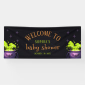 Schattigee groene Halloween Cauldron Baby shower W Spandoek (Horizontaal)