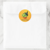 Schattigee Groene Halloween Cupcake Ronde Sticker (Tas)