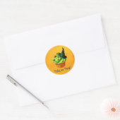 Schattigee Groene Halloween Cupcake Ronde Sticker (Envelop)
