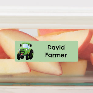 Schattigee groene Happy boerderij Tractor cartoon  Labels