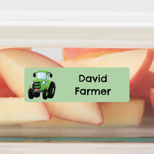 Schattigee groene Happy boerderij Tractor cartoon  Labels (Aangebracht)