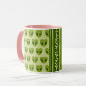 Schattigee groene hartvormige buitenaardse Jouw na Mok (Voorkant links)