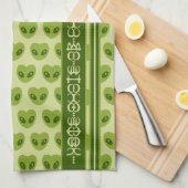 Schattigee groene hartvormige buitenaardse Jouw na Theedoek (Quarter Fold)