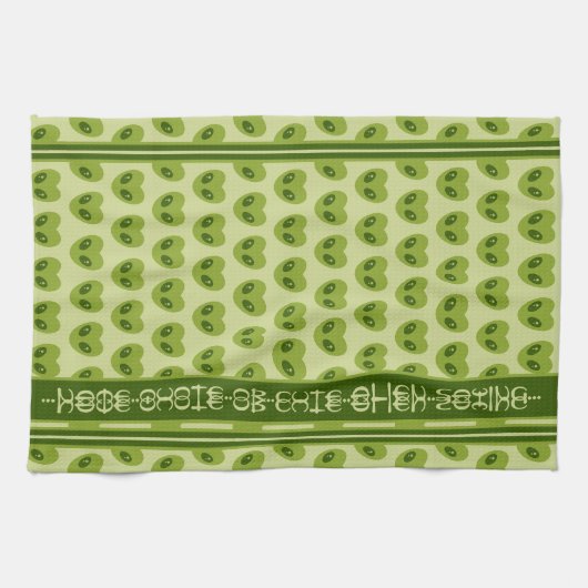 Schattigee groene hartvormige buitenaardse Jouw na Theedoek (Horizontaal)