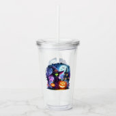 Schattigee Groene Heks Halloween Acryl Tumbler Acryl Drinkbeker (Voorkant)