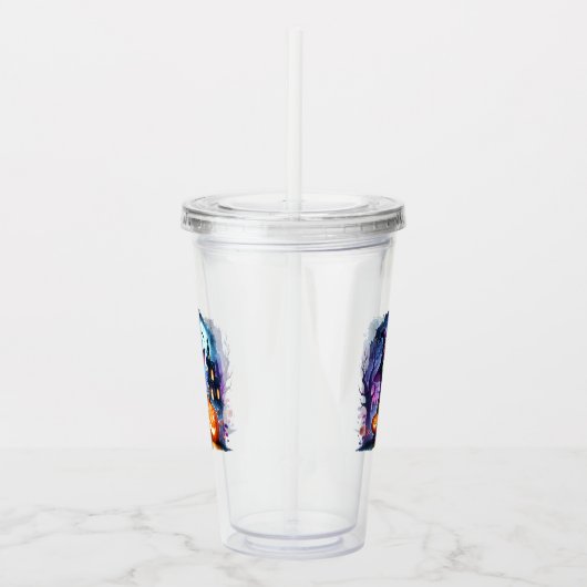 Schattigee Groene Heks Halloween Acryl Tumbler Acryl Drinkbeker (Rechts)