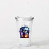 Schattigee Groene Heks Halloween Acryl Tumbler Acryl Drinkbeker (Achterkant)