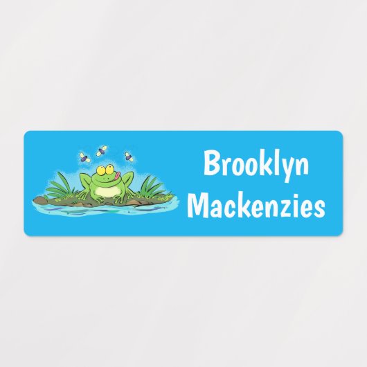 Schattigee groene hongerige kikker cartoon geperso labels (Design 2)