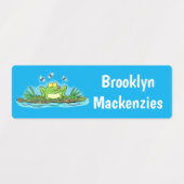 Schattigee groene hongerige kikker cartoon geperso labels (Design 1)