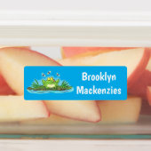 Schattigee groene hongerige kikker cartoon geperso labels (Aangebracht)