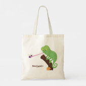 Schattigee groene kameleon hagedis cartoon geperso tote bag (Achterkant)