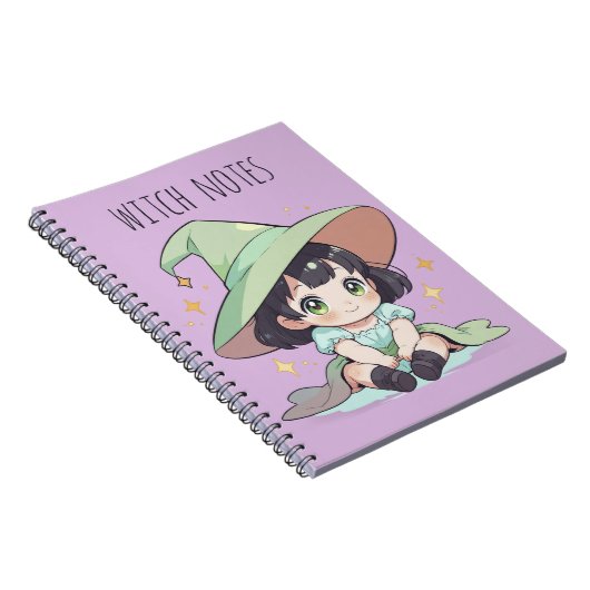 Schattigee groene Kawaii Baby heks meisje spiraal Notitieboek (Rechterzijde)