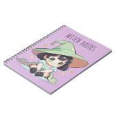 Schattigee groene Kawaii Baby heks meisje spiraal Notitieboek (Linkerzijde)