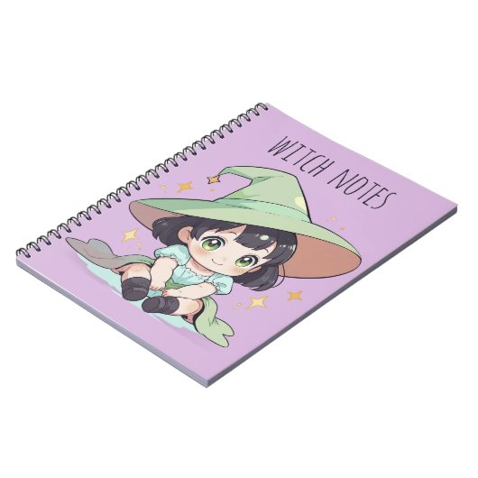 Schattigee groene Kawaii Baby heks meisje spiraal Notitieboek (Linkerzijde)