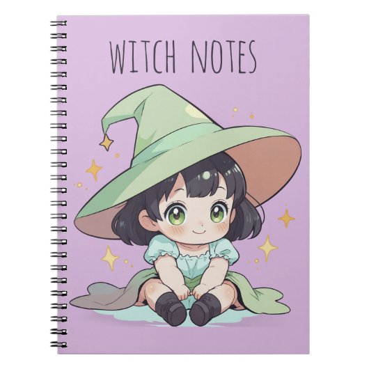 Schattigee groene Kawaii Baby heks meisje spiraal Notitieboek (Voorkant)