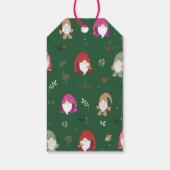 Schattigee Groene Kerst Kleurrijke Gnomen Cadeaulabel (Achterkant)
