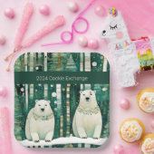 Schattigee groene kerstkoekjesuitwisseling papieren bordje (Feest)