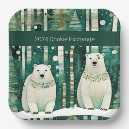 Schattigee groene kerstkoekjesuitwisseling papieren bordje