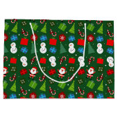 Schattigee Groene Kerstman & Sneeuwmanpatroon Groot Cadeauzakje (Achterkant)