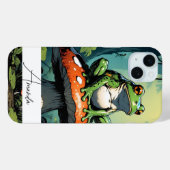 Schattigee Groene  Kikker en Paddestoel aangepaste Case-Mate iPhone Case (Achterkant (horizontaal))