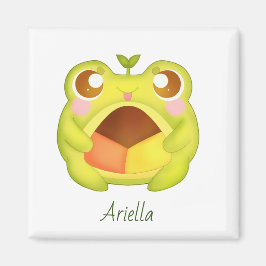 Schattigee Groene Kikker Holding Mexicaans Polvoro Magneet