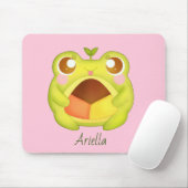 Schattigee Groene Kikker Holding Mexicaans Polvoro Muismat (Met muis)