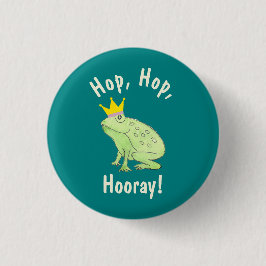 Schattigee Groene Kikker Hop Hop Hooray Party Favo Ronde Button 3,2 Cm
