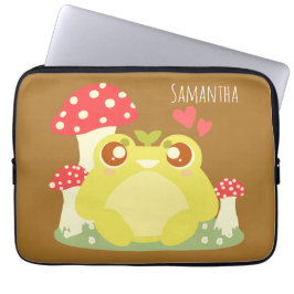 Schattigee groene kikker in de Natuur Laptop Sleeve