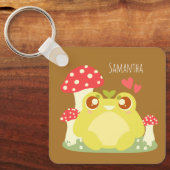 Schattigee groene kikker in de Natuur Sleutelhanger (Voorkant)