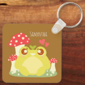 Schattigee groene kikker in de Natuur Sleutelhanger (Achterkant)